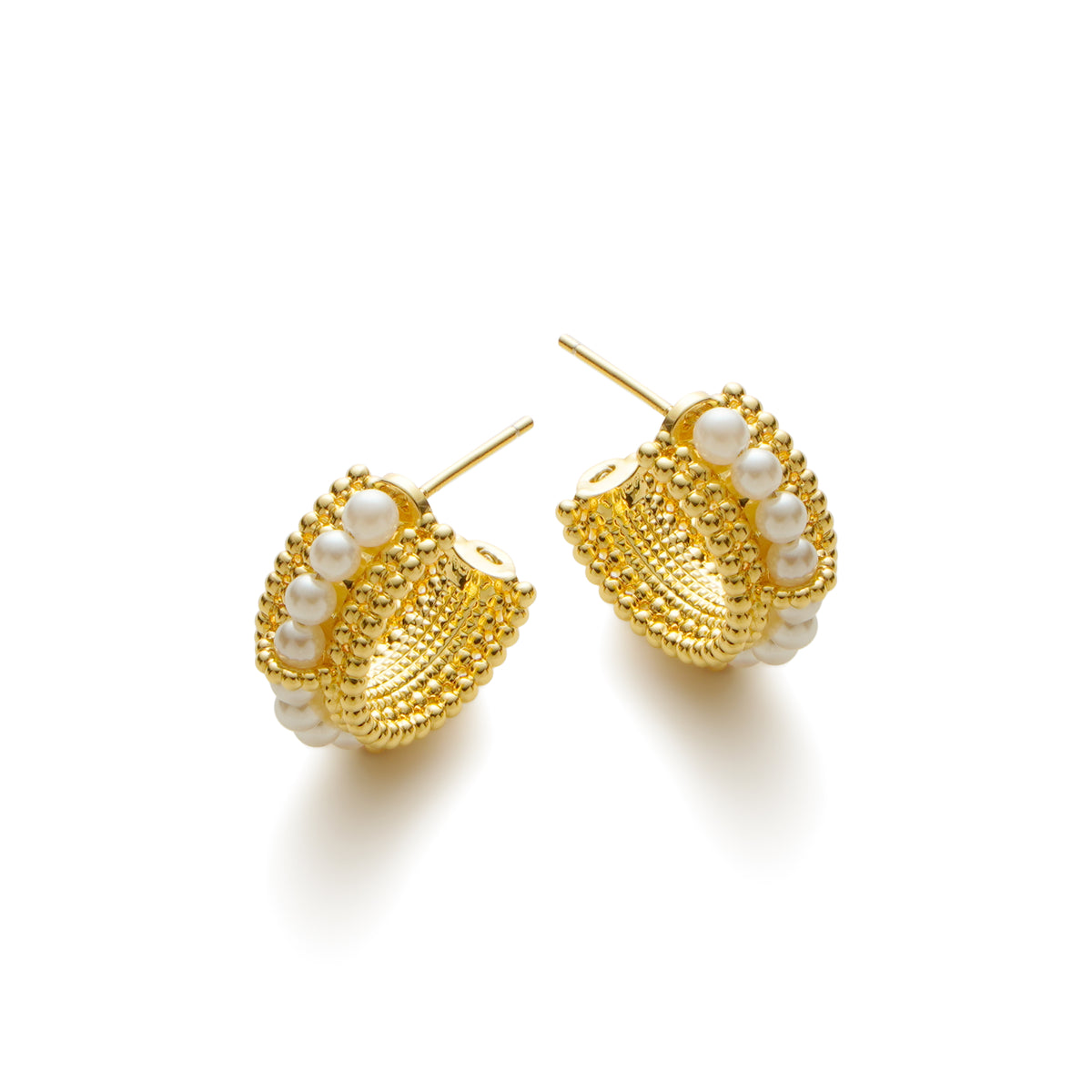 RSNY pearl earrings - RSNY R2153B 铜镀金/银耳针 约21*9*21mm 波点型设计元素/时尚感几何造型/优选精品级贝珠/精致感细节处理
