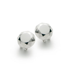 RSNY round diamond cut stud earrings - RSNY R2168A 铜镀铑/银耳针 约20*20*7mm 钻石型设计元素/几何感切面造型/镜面级精工抛光/纯银高品质耳针