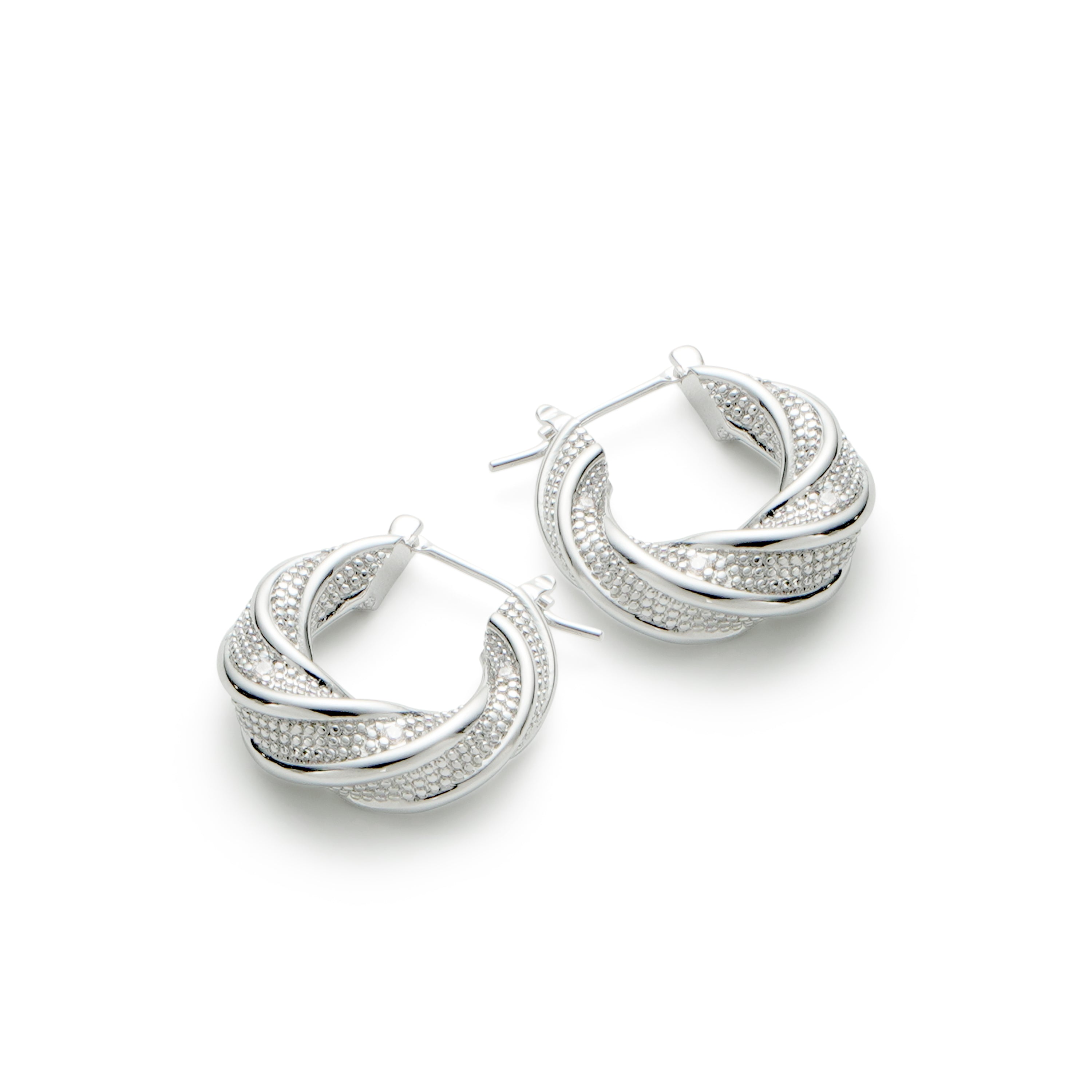 RSNY geometric abstract earrings - RSNY R2187A 铜镀铑/银耳针 约20*20*8mm 几何缠绕感元素/交错环几何造型/纯手工精雕工艺/微厚重精巧质感