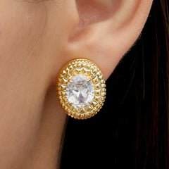 RSNY diamond texture stud earrings - RSNY R2063B 铜镀金/S925银耳针/立方氧化锆/品牌耳堵 重量:13.4g 约22*18*11mm 钻石纹设计元素/精选优质仿钻石/纯银高品质耳针/镜面级精工抛光/轻量化品牌工艺
