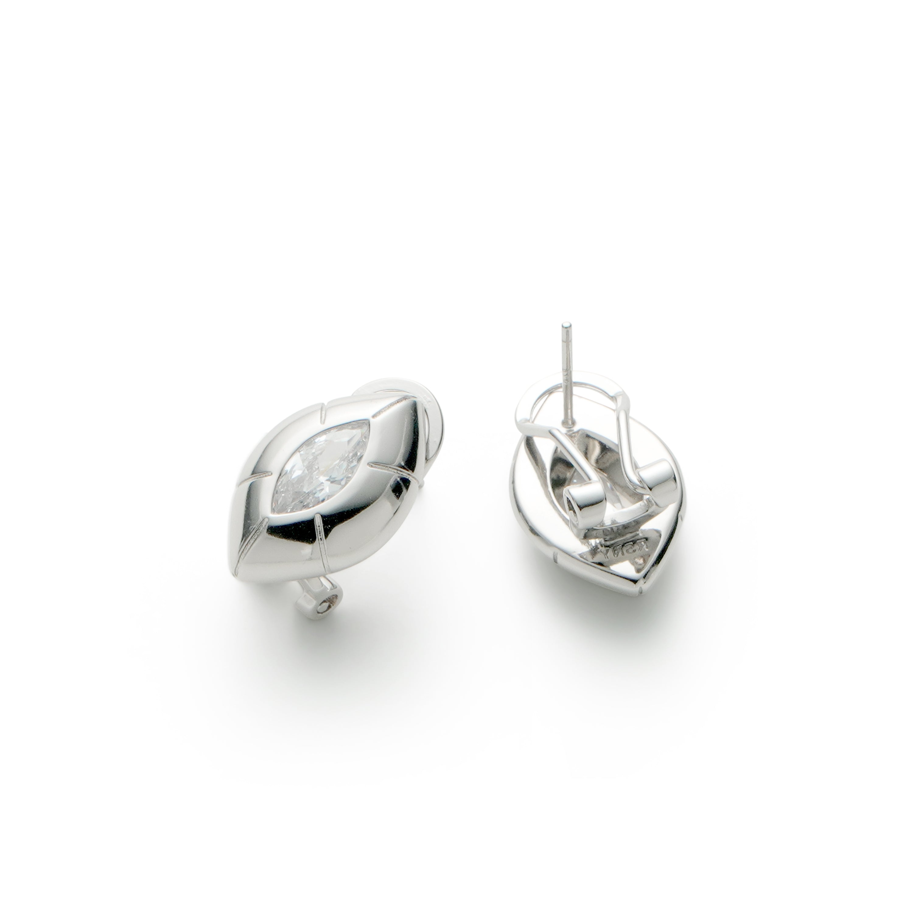 RSNY Eye of Rome stud earrings - RSNY R2166A 铜镀铑/银耳针 约20*13*6mm 立体感几何设计/镜面级精工抛光/精选优质仿钻石/纯银高品质耳针