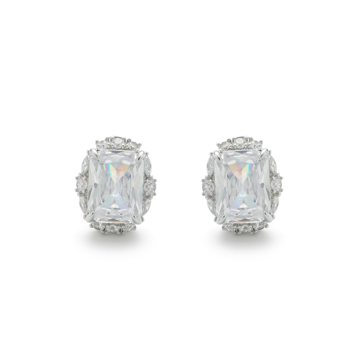 RSNY Princess Square Earrings - RSNY R2113A 铜镀铑/银耳针 约18*22*8mm 时尚感几何造型/精选优质仿钻石/轻量化品牌工艺/高韧性弹簧耳扣