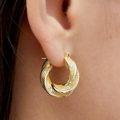 RSNY geometric abstract earrings - RSNY R2187B 铜镀金/银耳针 约20*20*8mm 几何缠绕感元素/交错环几何造型/纯手工精雕工艺/微厚重精巧质感