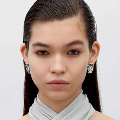 RSNY princess square splicing stud earrings - RSNY R2147A 铜镀铑/银耳针 约25*21*3mm 钻石型设计元素/时尚感几何造型/镜面级精工抛光/纯银高品质耳针