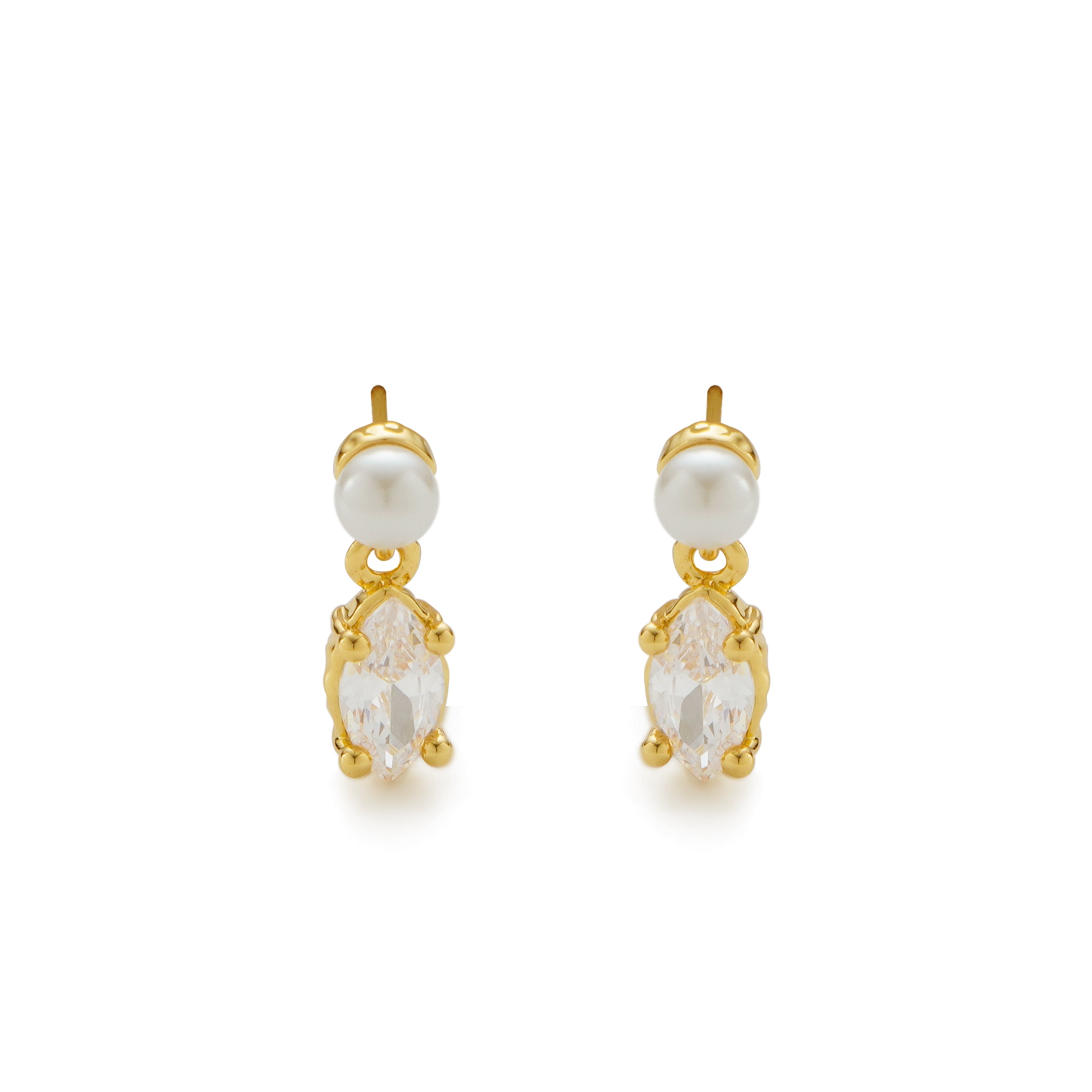 RSNY irregular pearl stud earrings - RSNY R2151B 铜镀金/银耳针 约8*18*7mm 波纹感设计元素/时尚感几何造型/精选优质仿钻石/精致感细节处理