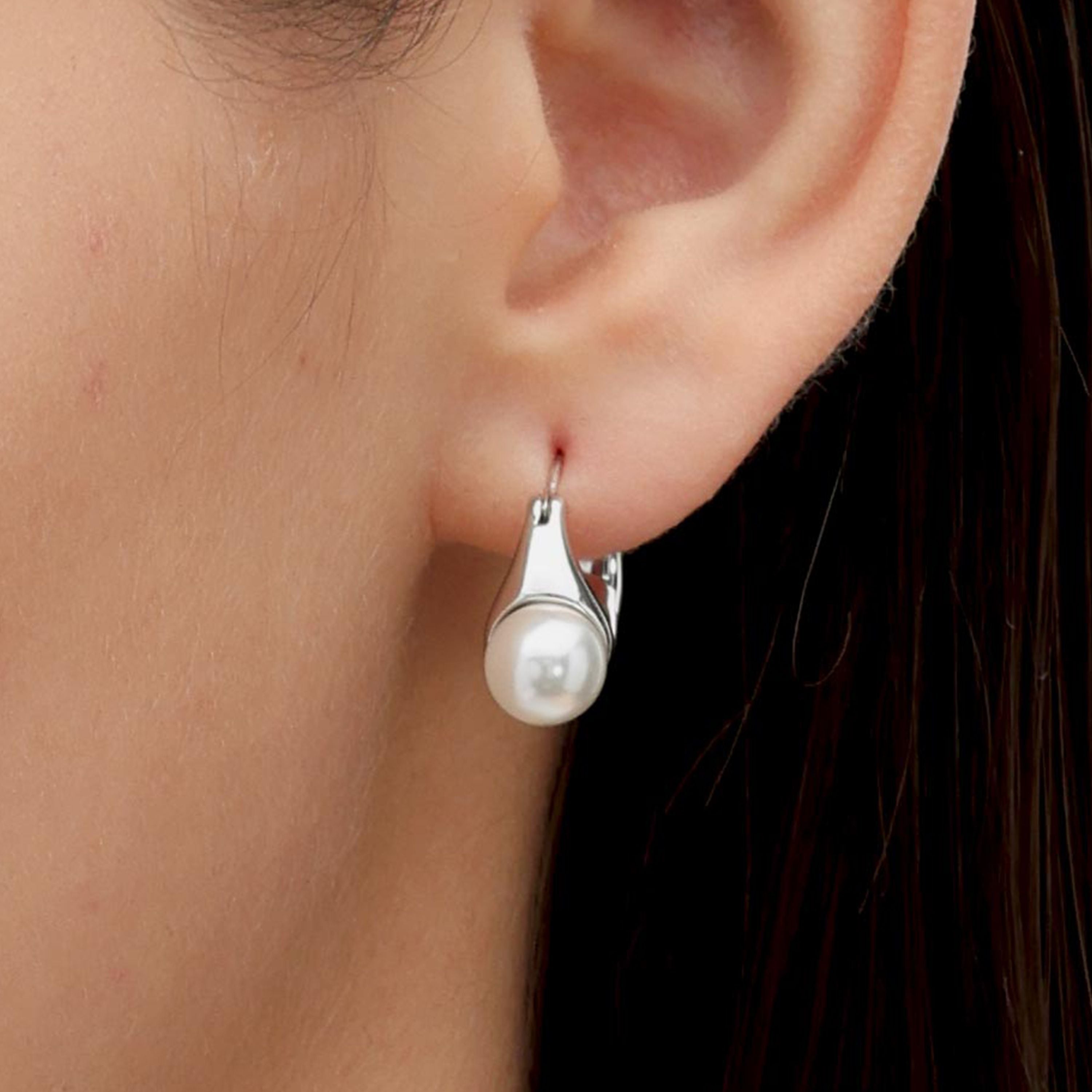 RSNY irregular pearl earrings - RSNY R2150A 铜镀铑/银耳针 约9*18*25mm 不规则设计元素/时尚感几何造型/优选精品级贝珠/精致感细节处理