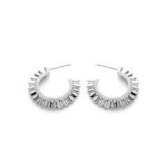 RSNY pleated earrings - RSNY R2138A 铜镀铑/银耳针 约3*23*23mm 波纹感设计元素/几何感切面造型/微厚重精巧质感/纯银高品质耳针