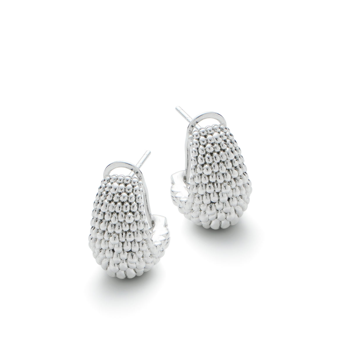 RSNY Roman style earrings - RSNY R2136A 铜镀铑/银耳针 约10*17*14mm 钻石纹设计元素/时尚感几何造型/轻量化品牌工艺/高韧性弹簧耳扣
