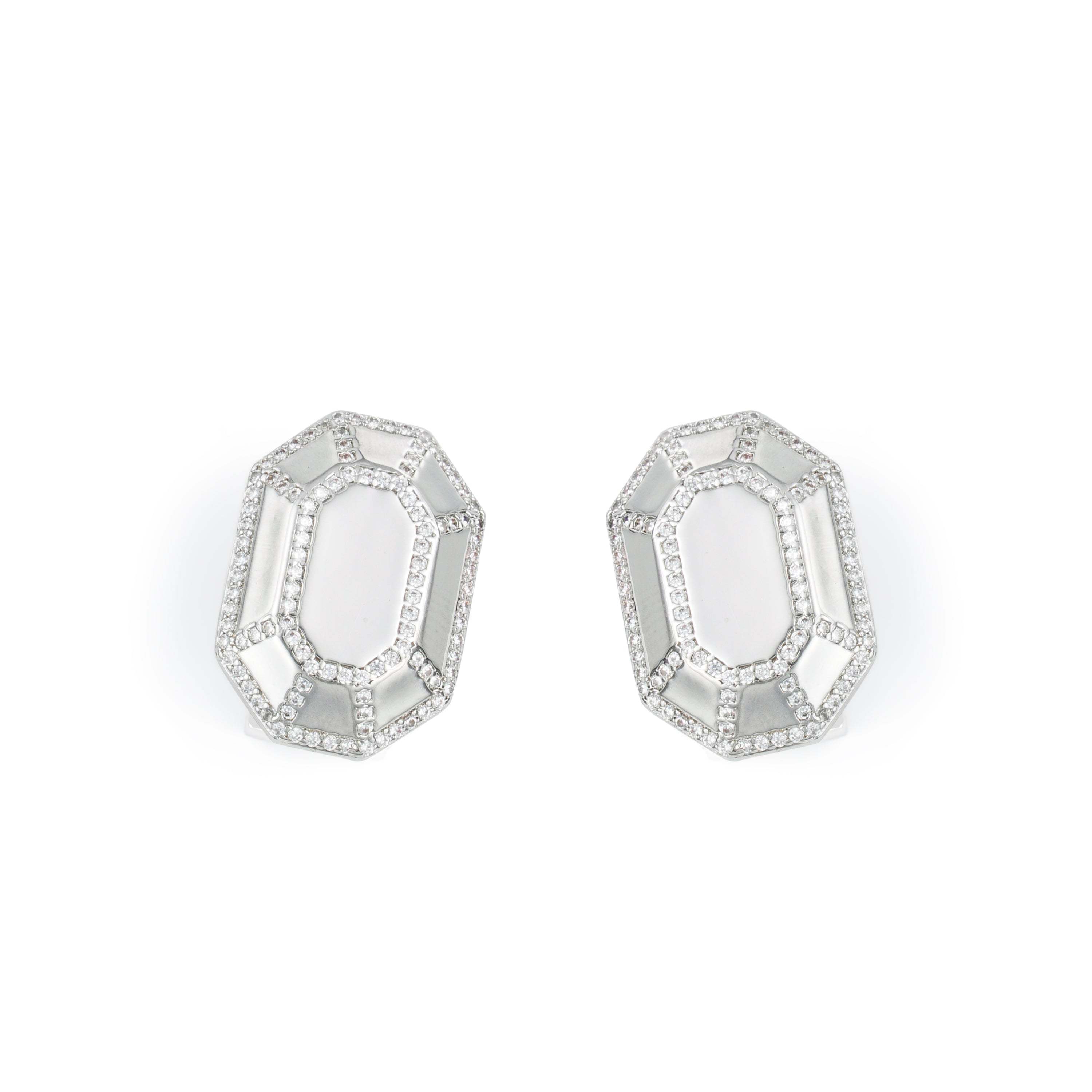 RSNY Redeen Styling Earrings - RSNY R2100A Copper Rhodium Plated/Tremella Needle Size: 14 * 20 * 4mm diamond-grade delicate cut/mirror-grade Seiko polishing/pure manual inlay skills/exquisite detail processing