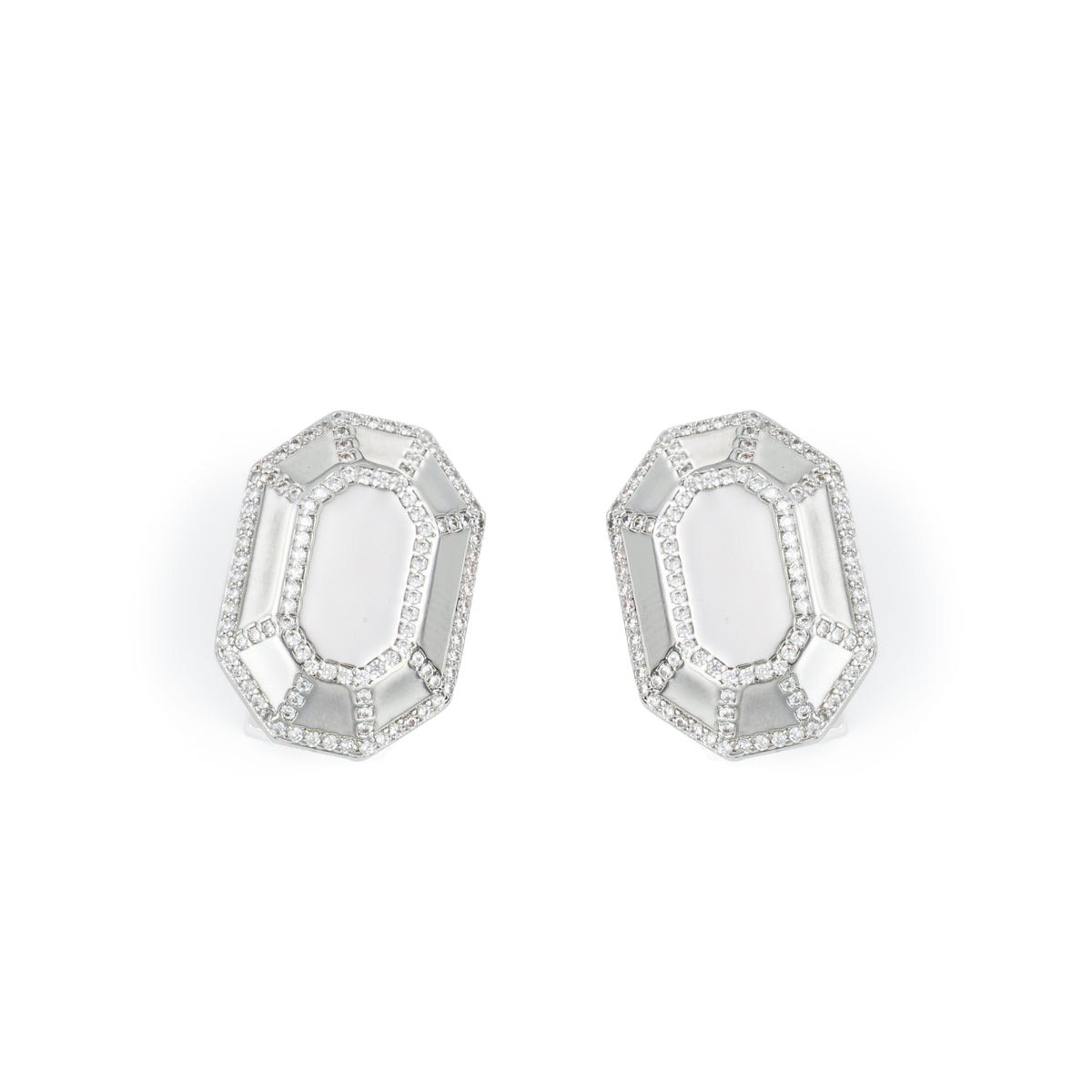 RSNY Redeen Styling Earrings - RSNY R2100A Copper Rhodium Plated/Tremella Needle Size: 14 * 20 * 4mm diamond-grade delicate cut/mirror-grade Seiko polishing/pure manual inlay skills/exquisite detail processing