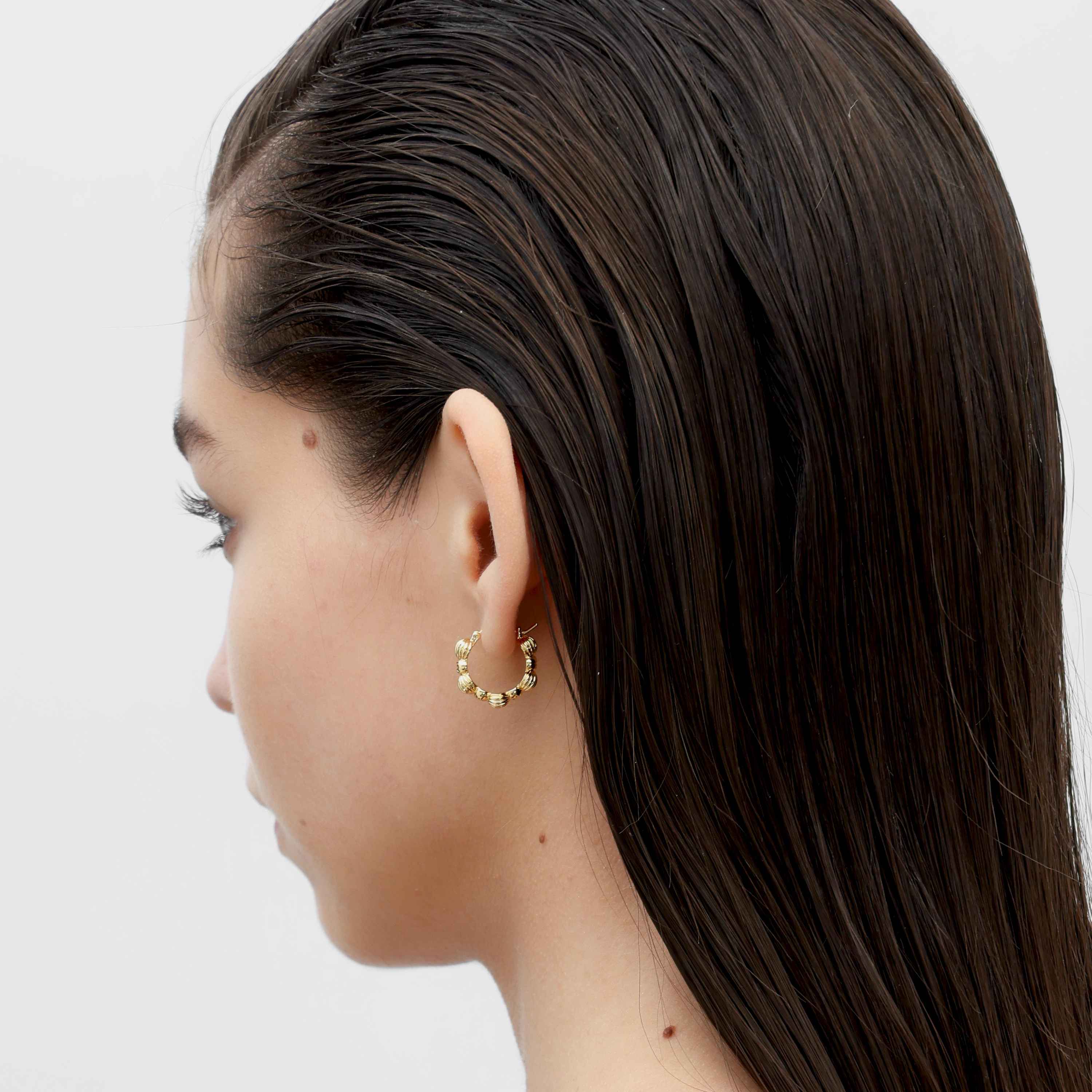 RSNY simple styling earrings - RSNY R2148B 铜镀金/银耳针 约5*20*20mm 几何缠绕感元素/通勤款简约造型/纯手工精雕工艺/纯银高品质耳针