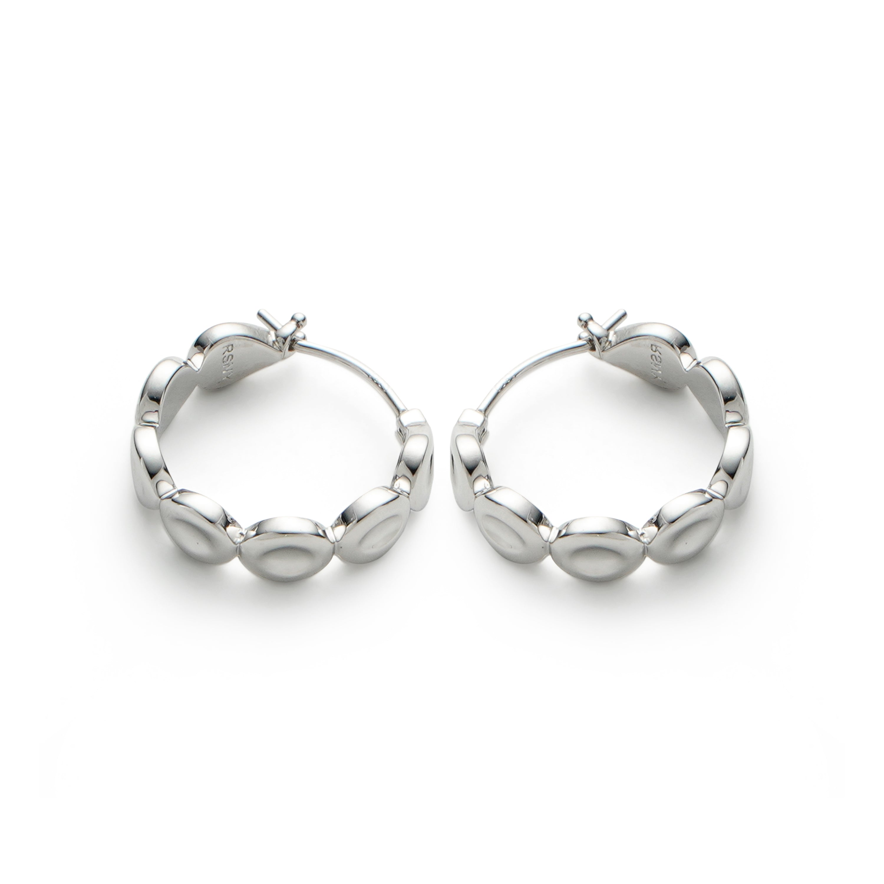 RSNY simple styling earrings - RSNY R2105A 铜镀铑/银耳针 约19*6*19时尚绕圈纹设计/镜面级精工抛光/轻量化品牌工艺/纯银高品质耳针