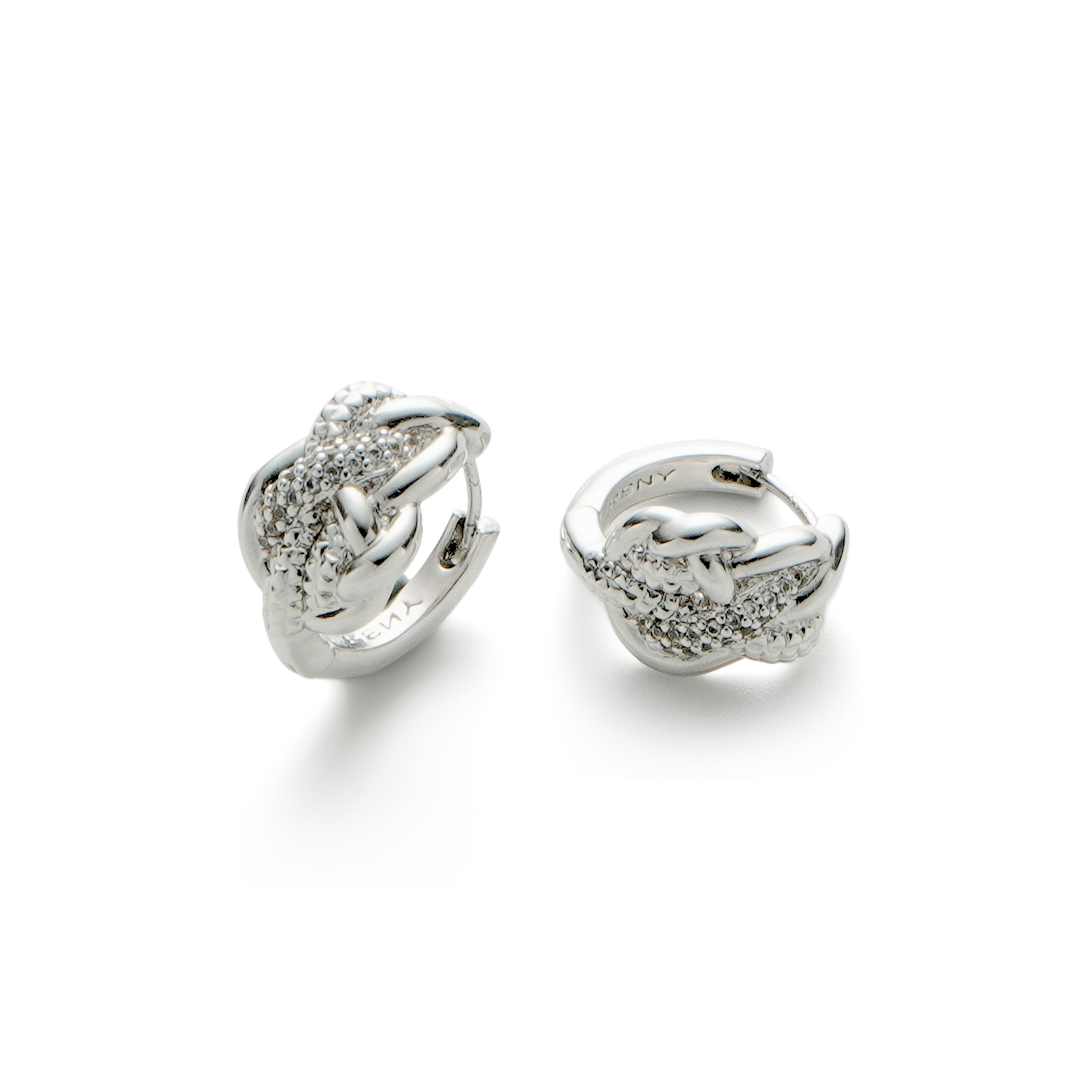 RSNY line shape earrings - RSNY R2108A 铜镀铑/银耳针 约10*15*16mm 几何缠绕感元素/纯手工镶嵌技艺/马蹄环几何造型/纯银高品质耳针