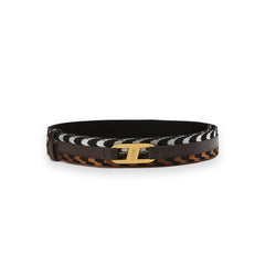 RSNY Urban Flex Fashion Belt - RSNY ·RSNY ·PD0104 · Cow leather/three-dimensional jacquard craft fabric/leather fabric/brand metal decorative buckle · Length 105cm * Width 3.5cm · Wear size 54-75cm · Composite design of multi-layer leather and fabric/three-dimensional jacquard process
