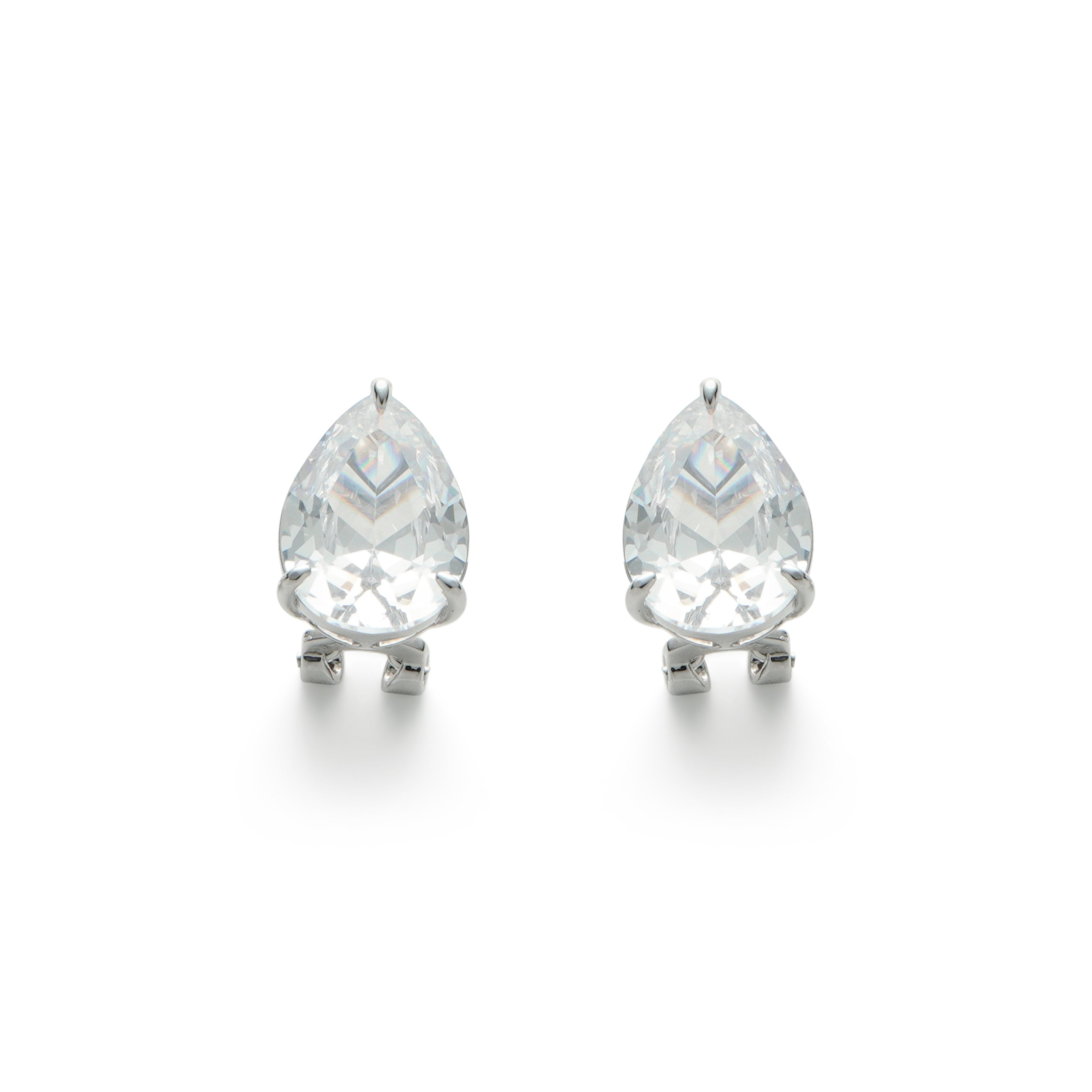 RSNY water drop shape diamond stud earrings - RSNY R2131A 铜镀铑/银耳针 约13*19*8mm 钻石型设计元素/通勤款几何造型/精致感细节处理/纯手工镶嵌技艺