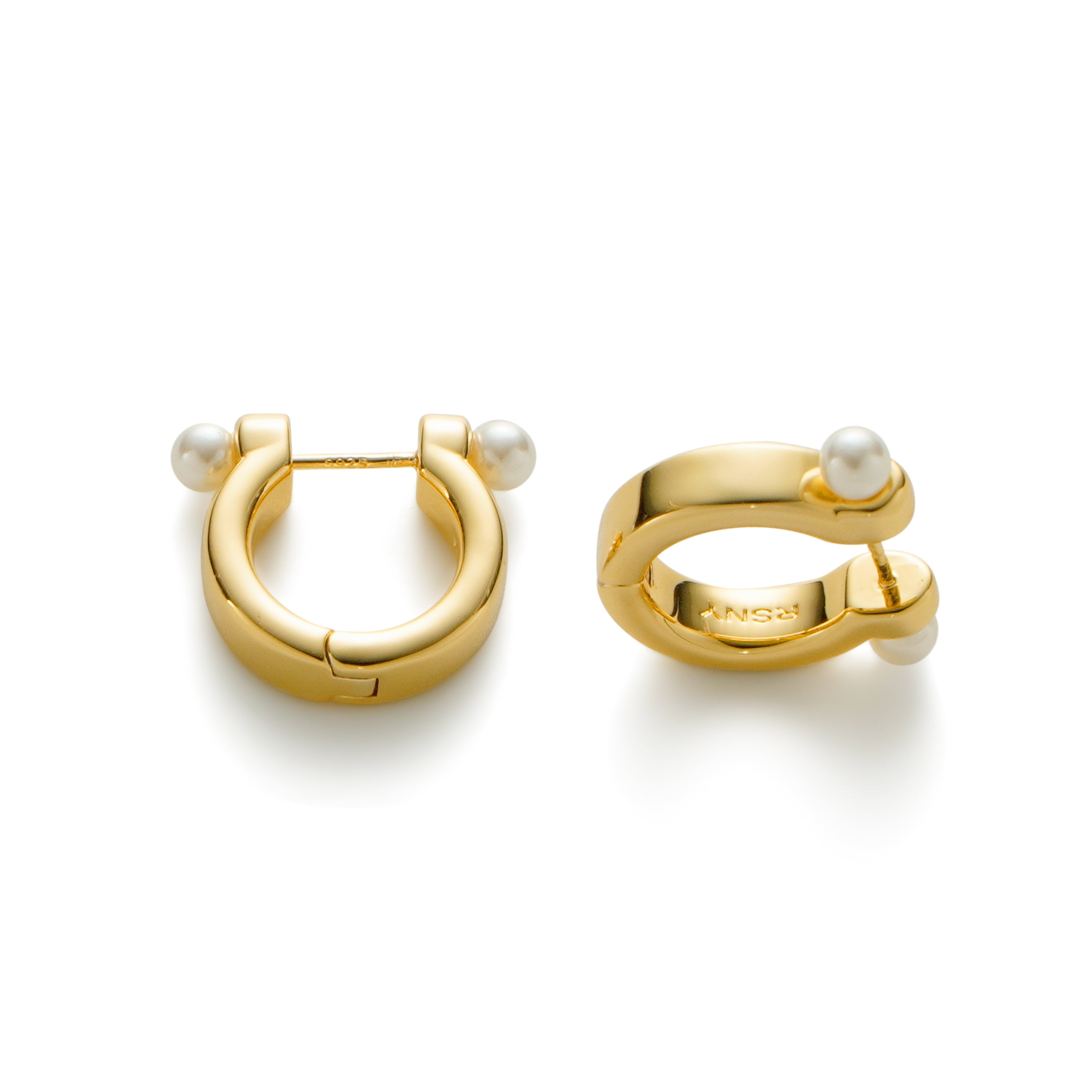 RSNY simple pearl earrings - RSNY R2110B 铜镀金/银耳针 约5*18*20mm 通勤款几何造型/优选精品级贝珠/微厚重精巧质感/镜面级精工抛光