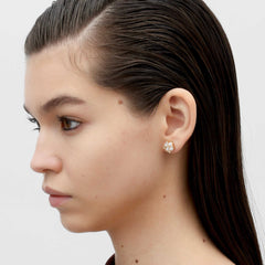 RSNY simple pearl stud earrings - RSNY R2165B 铜镀金/银耳针 约11*11*6mm 复古型设计元素/时尚感几何造型/优选精品级贝珠/精致感细节处理