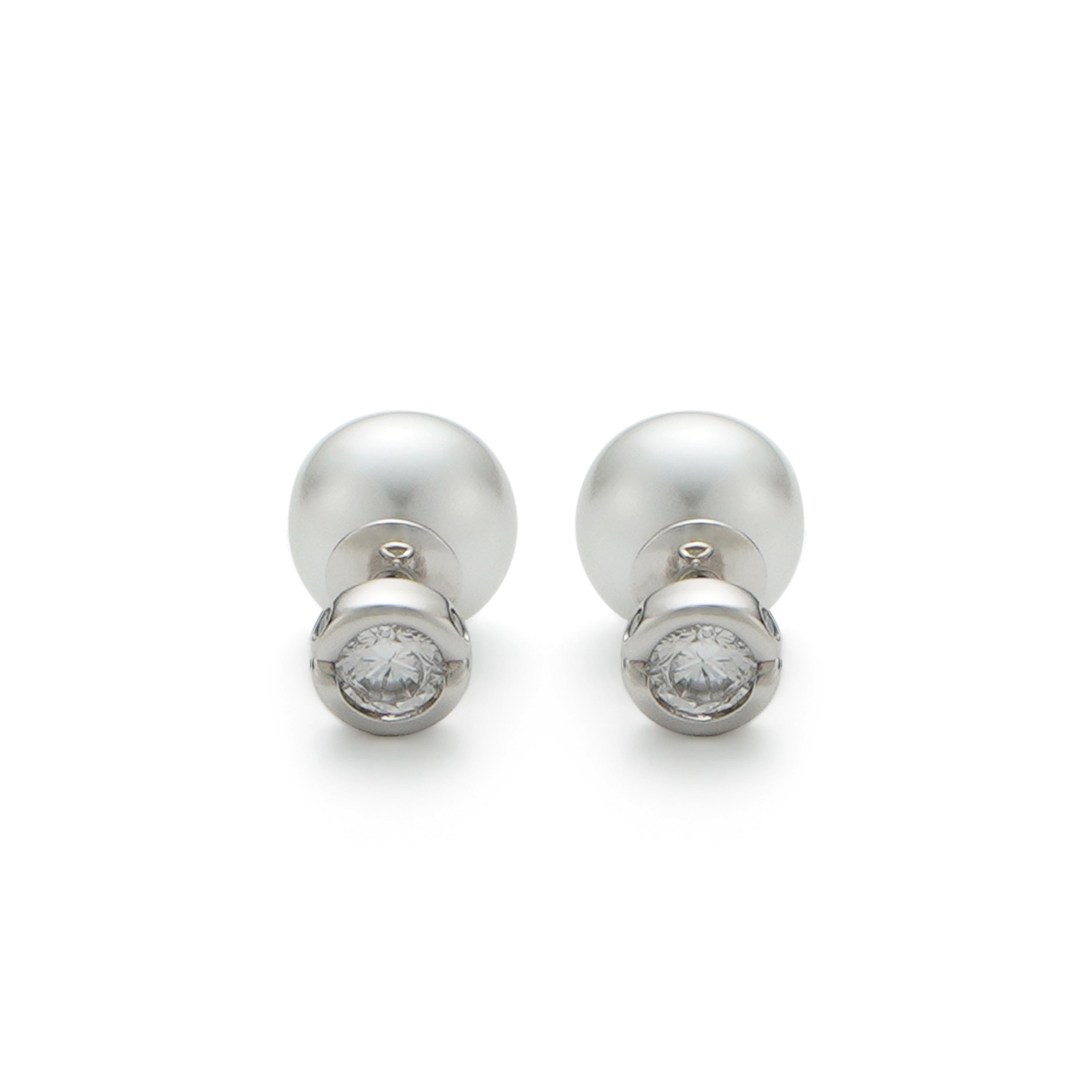 RSNY double head pearl stud earrings - RSNY R2028A Copper Rhodium Plated/S925 Tremella Needle Weight: 4.6g Size: 12 * 12 * 19mm Double-sided wearable design/preferred boutique beads/pure hand-inlaid skills/sterling silver high-quality ear needles