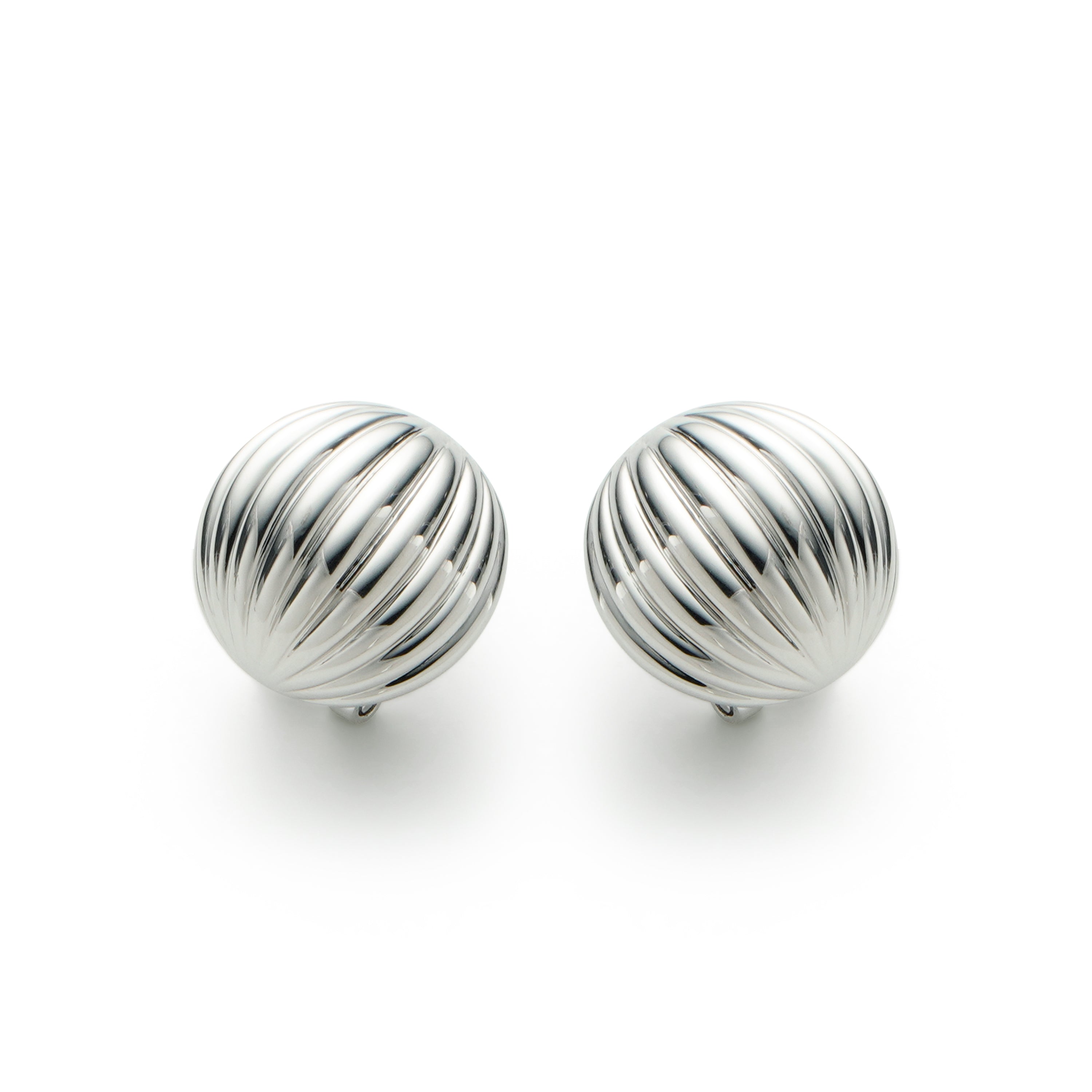 RSNY Roman Ball Earrings - RSNY R2143A 铜镀铑/银耳针 约20*10*20mm 波纹感设计元素/半球体几何造型/精致感细节处理/钻石级精巧切面