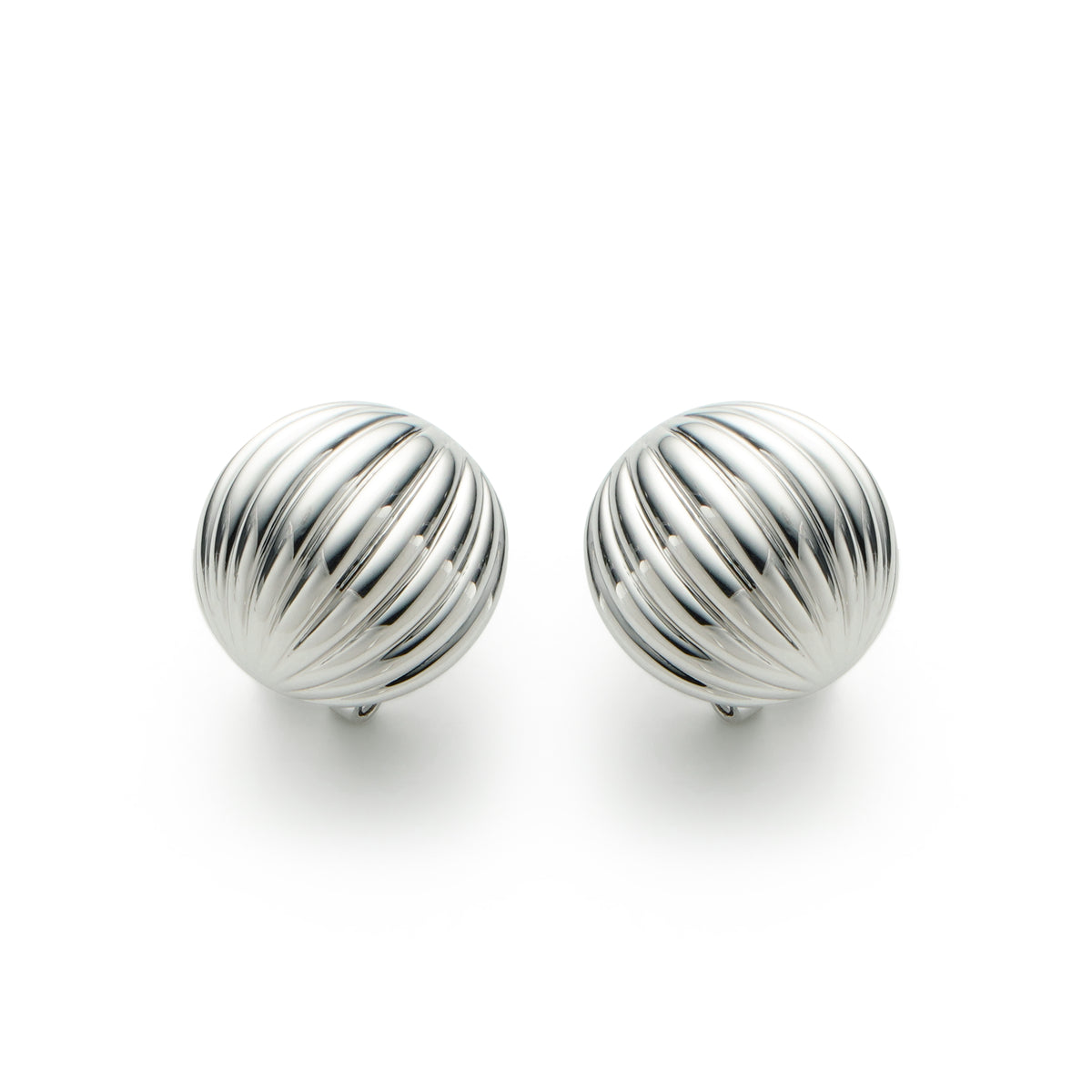 RSNY Roman Ball Earrings - RSNY R2143A 铜镀铑/银耳针 约20*10*20mm 波纹感设计元素/半球体几何造型/精致感细节处理/钻石级精巧切面