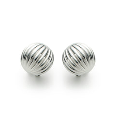 RSNY Roman Ball Earrings - RSNY R2143A 铜镀铑/银耳针 约20*10*20mm 波纹感设计元素/半球体几何造型/精致感细节处理/钻石级精巧切面