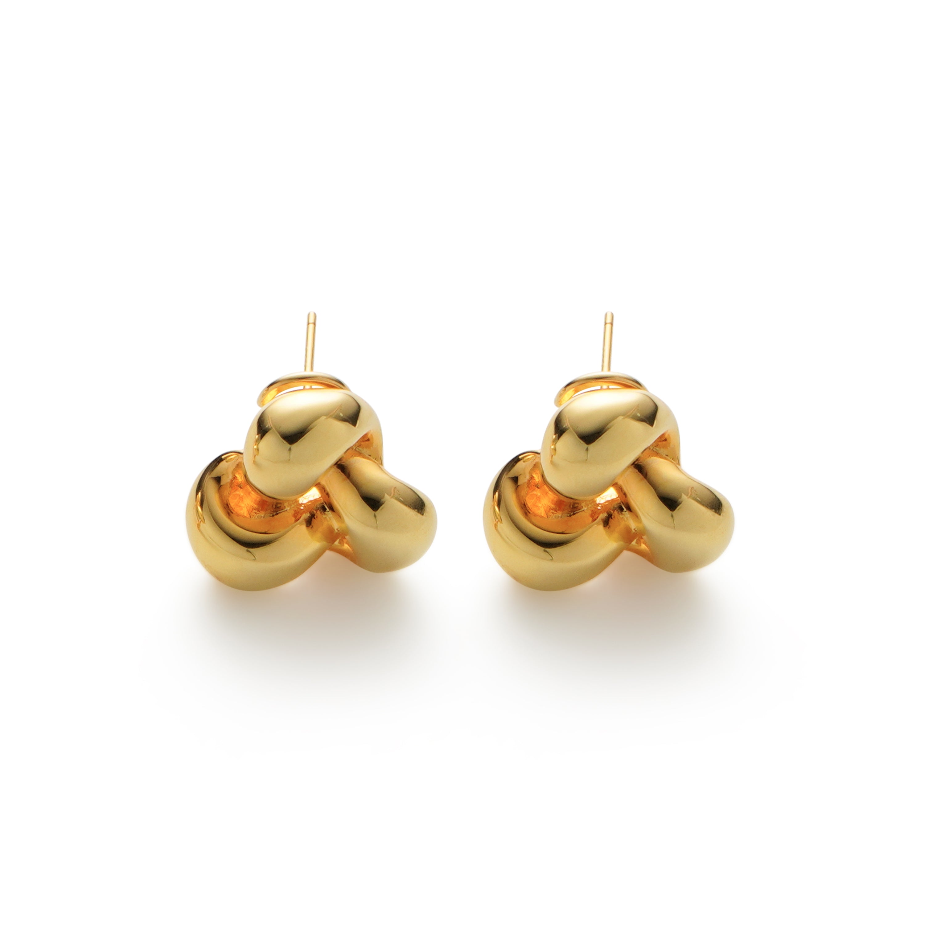 RSNY Geometric Stud Earrings - RSNY R2128B 铜镀金/银耳针 约20*19*8mm 几何缠绕感元素/交错环几何造型/轻量化品牌工艺/高韧性弹簧耳扣