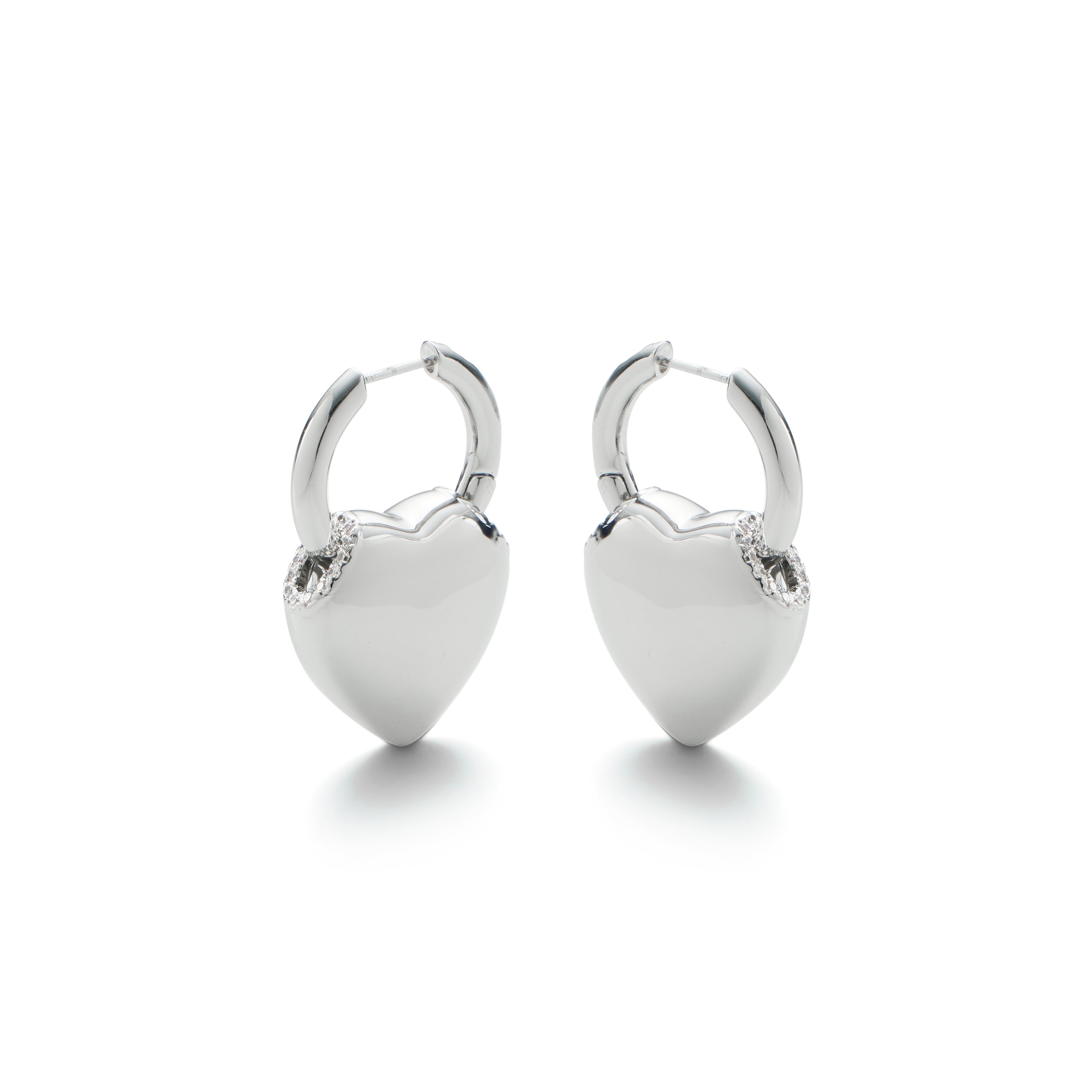 RSNY love shape earrings - RSNY R2159A 铜镀铑/银耳针 约21*31*9mm 爱心型设计元素/轻量化镂空工艺/精选优质仿钻石/镜面级精工抛光