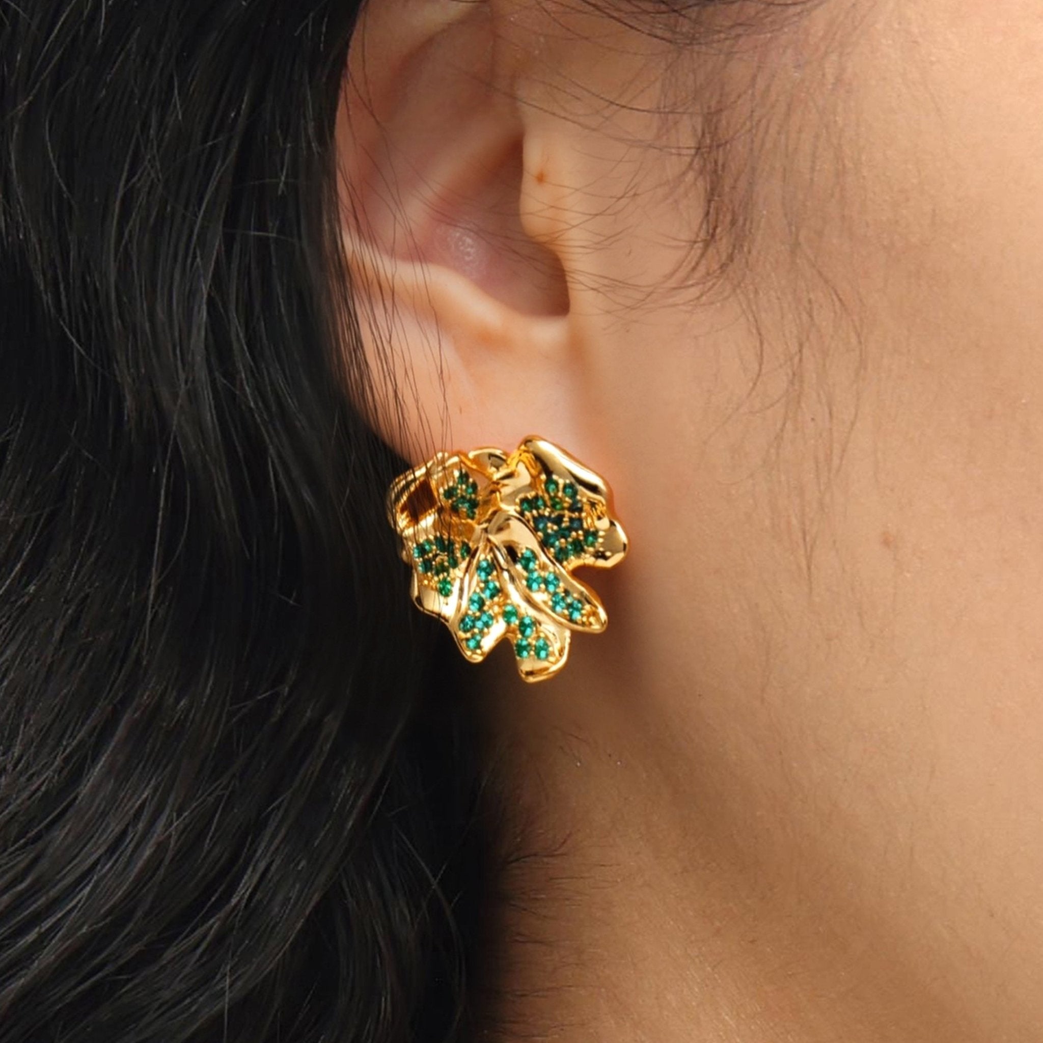 RSNY Abstract Peony Flower Earrings - R2235B