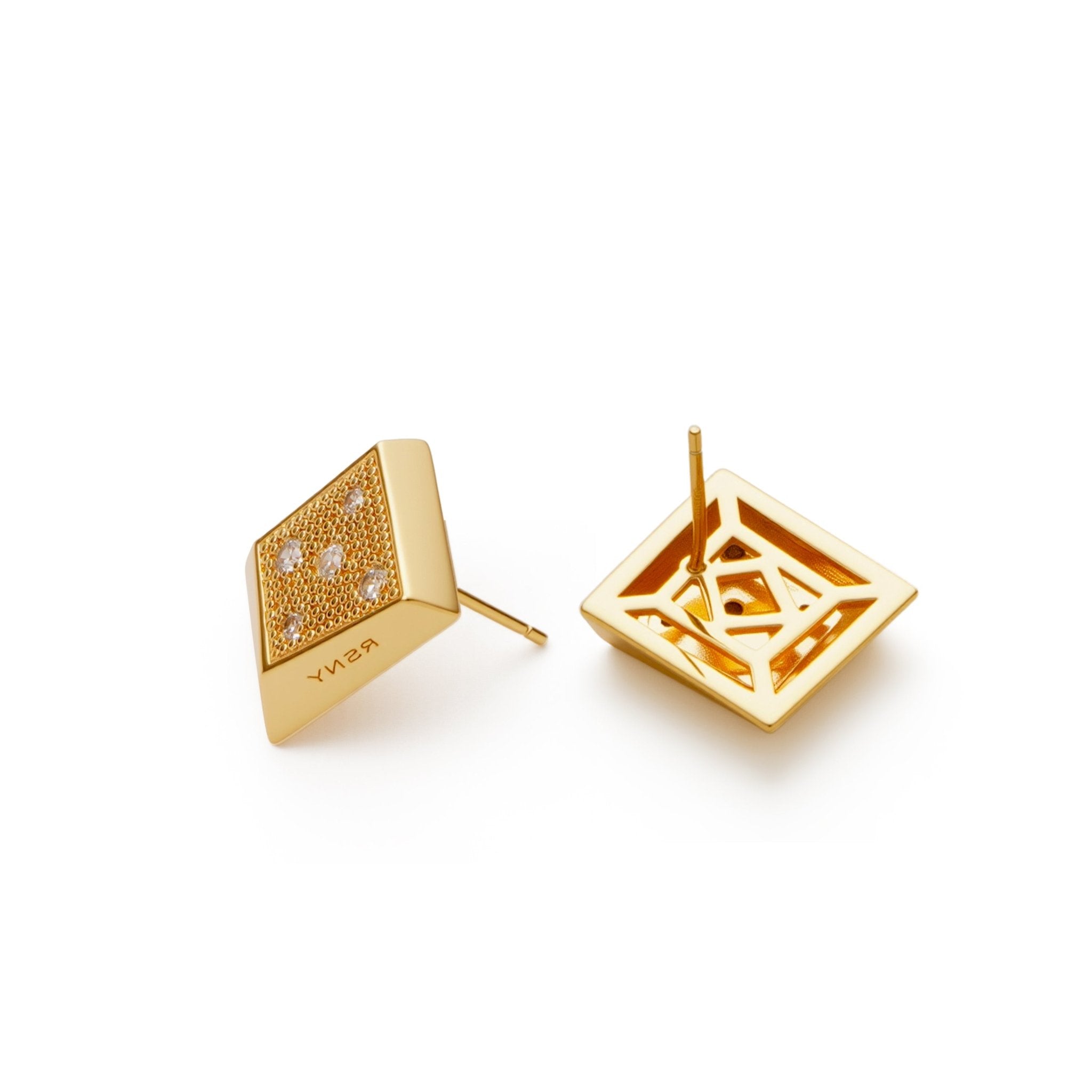 RSNY Geometric Crystal Diamond Earrings - R2216B