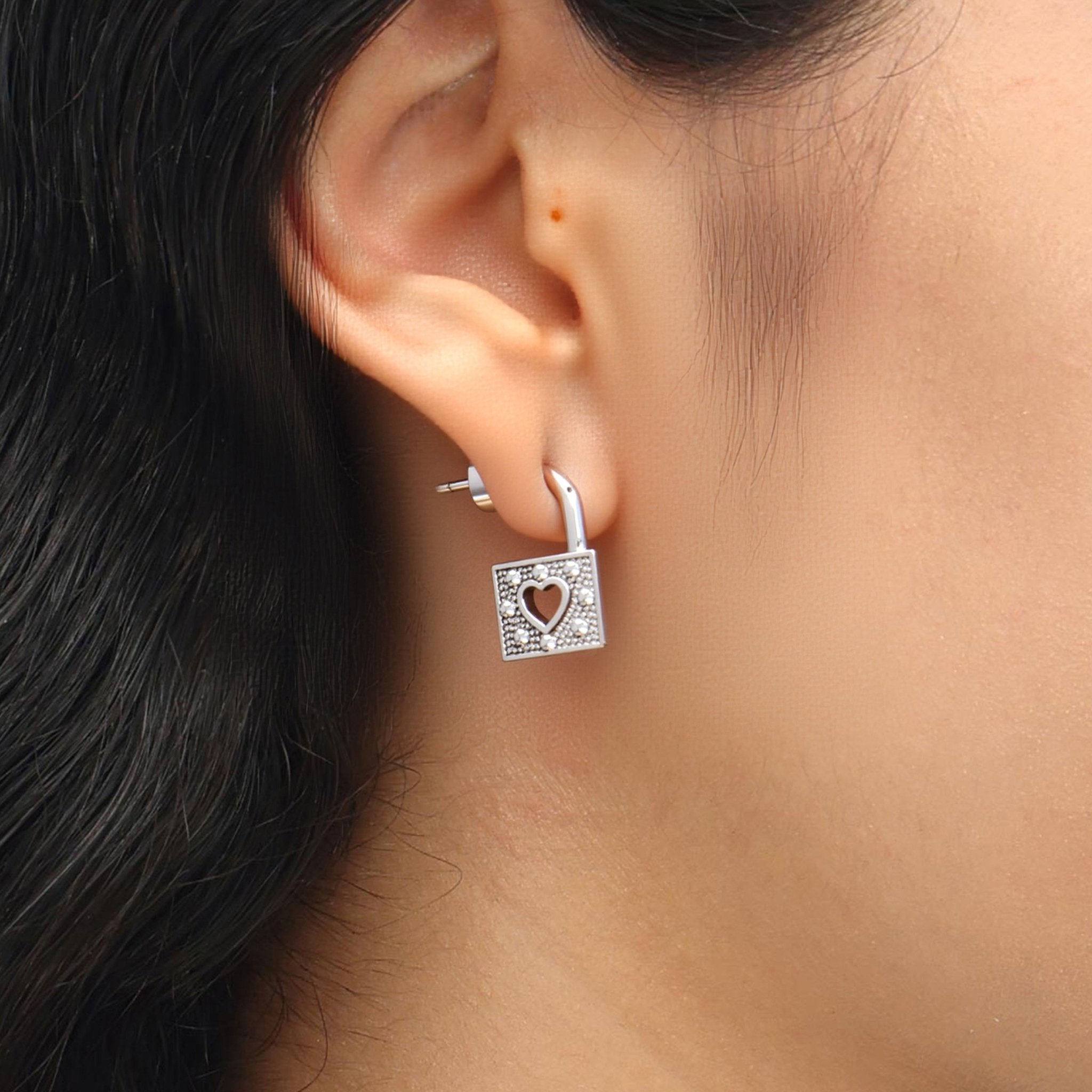 RSNY Heart Lock Earrings - R2198A