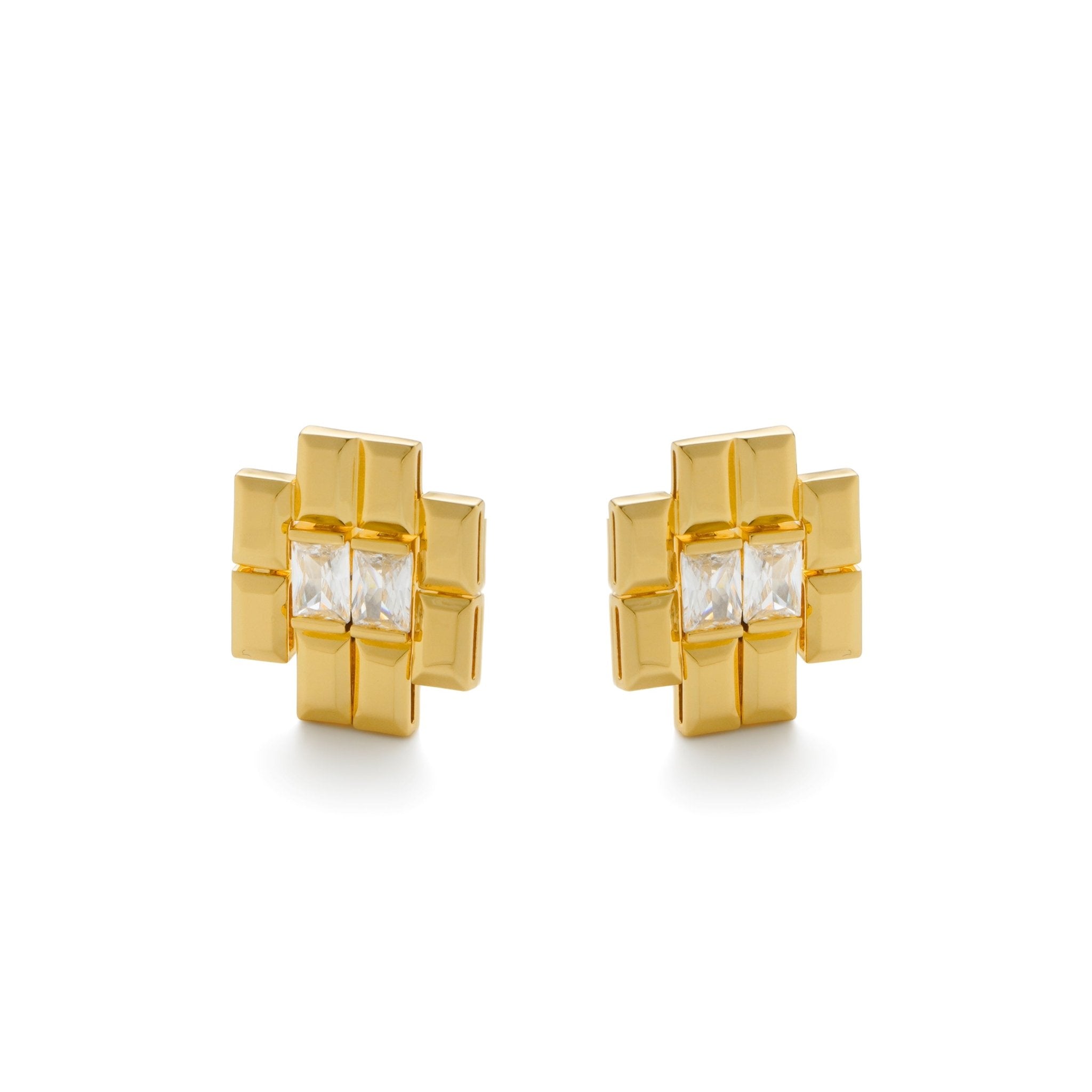 RSNY princess square splicing stud earrings - R2147B